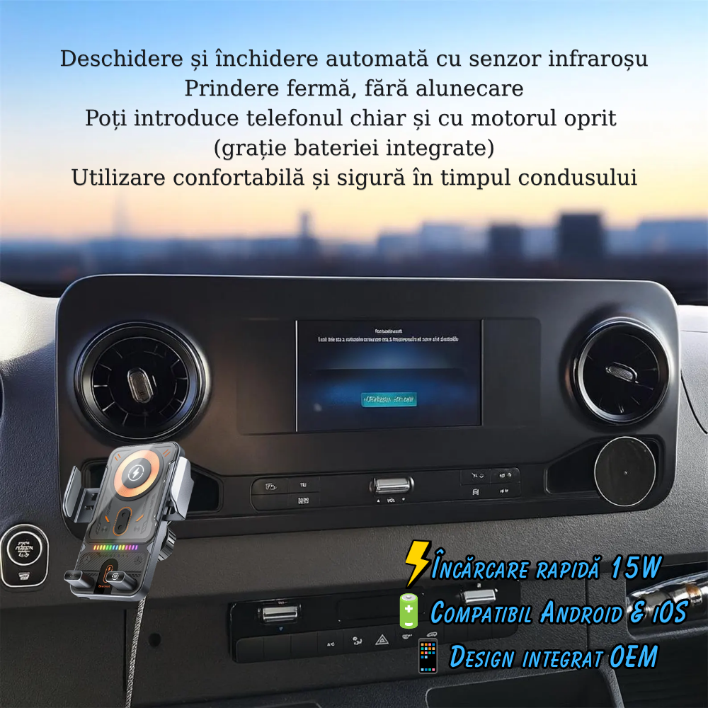 Suport telefon Smart cu prindere dedicata OEM pentru Mercedes Sprinter W907 2018-prezent