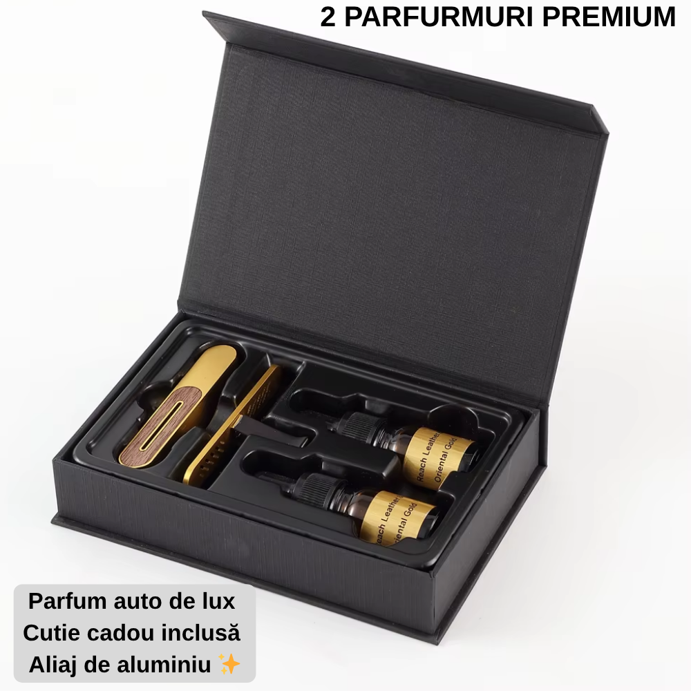 Parfum Auto Lux Grila Ventilatie, Carcasa Aliaj Aluminiu, 5ml, Cutie Cadou.