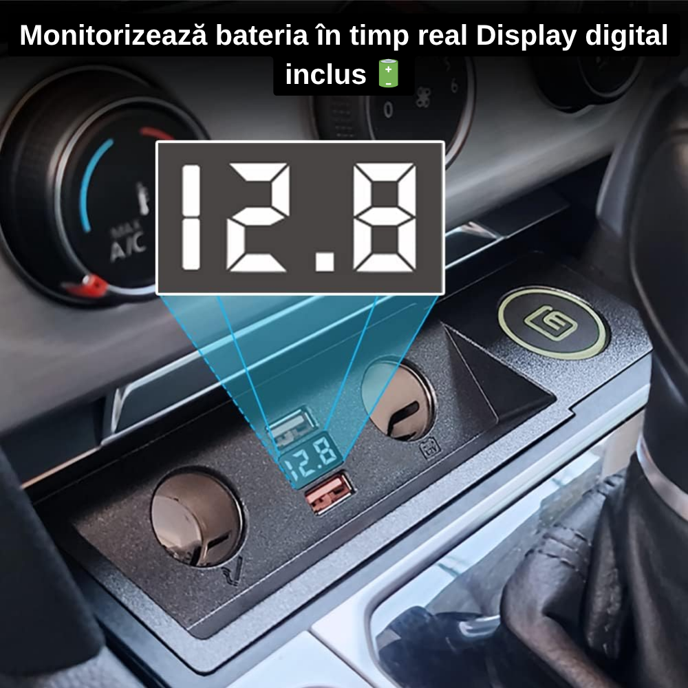 Încărcător Auto dedicat cu USB Fast Charging pentru Volkswagen Passat B8 2014-2019  — Plug & Play în loc de Scrumieră | QC3.0 + Type-C PD2.0/3.0