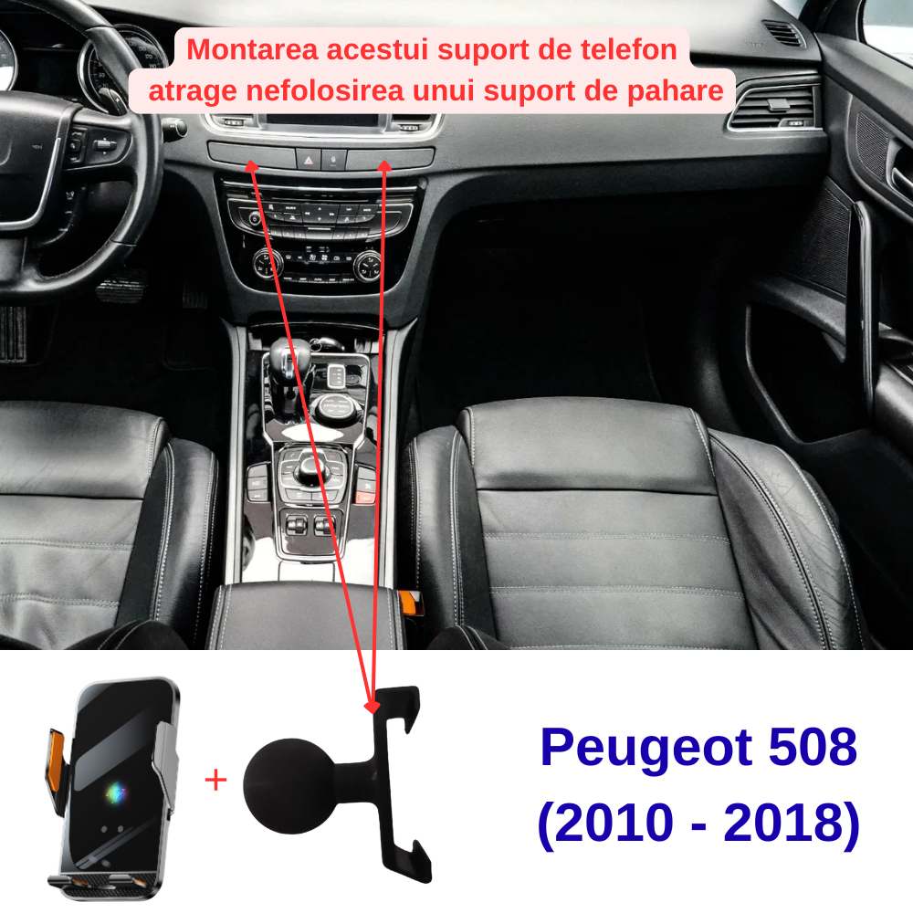 Suport telefon Smart cu prindere dedicata OEM pentru Peugeot 508 (2010-2018)