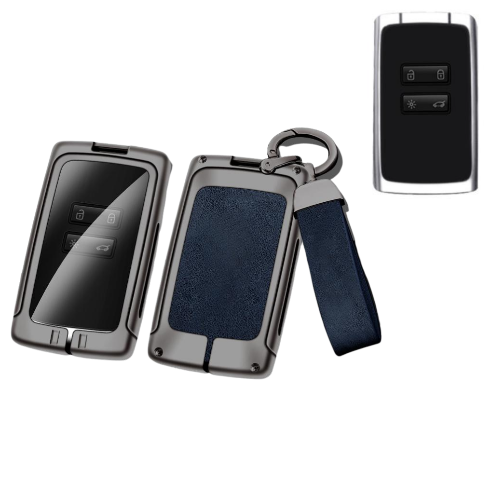 Husa cheie auto premium dedicata Renault/Dacia 2015 + din aliaj si piele naturala – set complet, protecție elegantă & cutie cadou