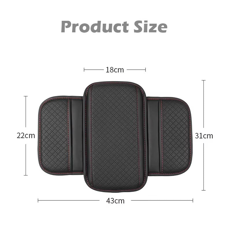 Husă Cotieră Auto cu Buzunar de Depozitare, Piele Ecologică Perforată, Negra