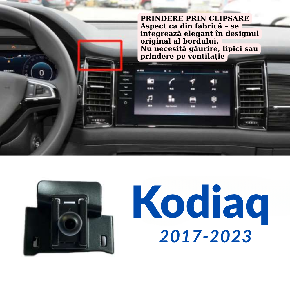 Suport telefon Smart cu prindere dedicata OEM pentru Skoda Kodiac 2017-2023