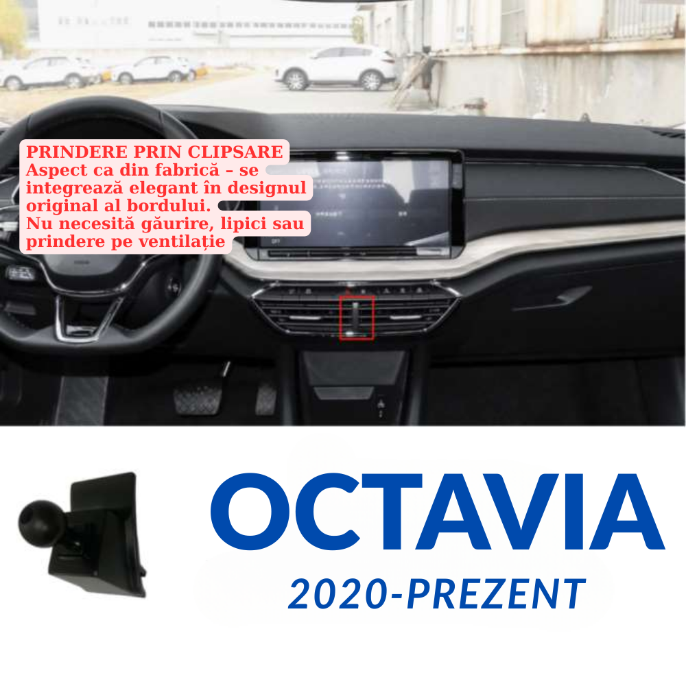 Suport telefon Smart cu prindere dedicata OEM pentru Skoda Octavia 2020-PREZENT