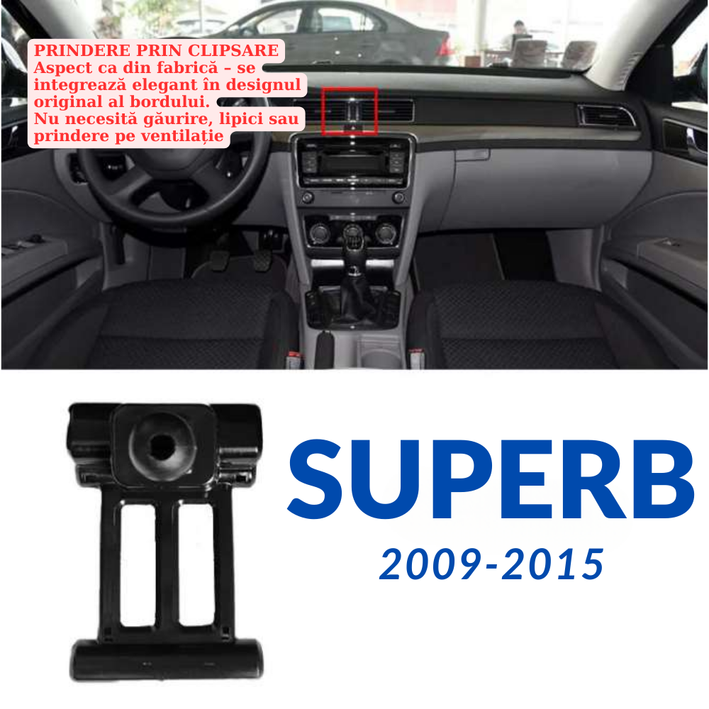 Suport telefon Smart cu prindere dedicata OEM pentru Skoda Superb 2009-2015
