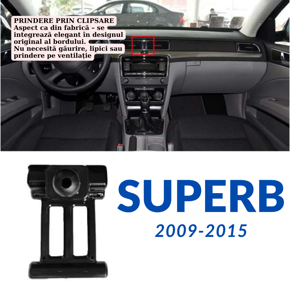 Suport telefon Smart cu prindere dedicata OEM pentru Skoda Superb 2009-2015