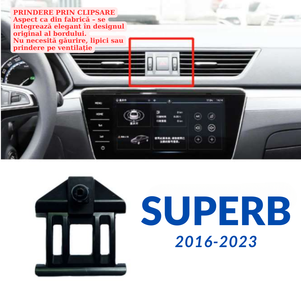 Suport telefon Smart cu prindere dedicata OEM pentru Skoda Superb 2016-2023