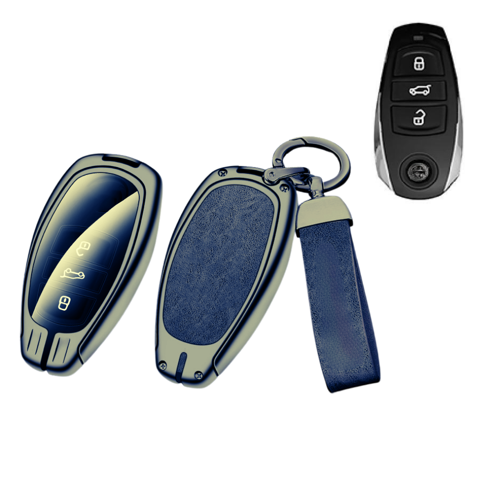Husa cheie auto premium dedicata VW/Skoda/Seat Touareg 2005+ din aliaj si piele naturala – set complet, protecție elegantă & cutie cadou
