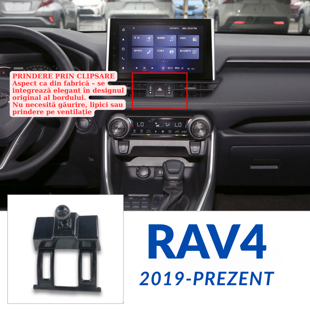 Suport telefon Smart cu prindere dedicata OEM pentru Toyota RAV-4 2019-PREZENT