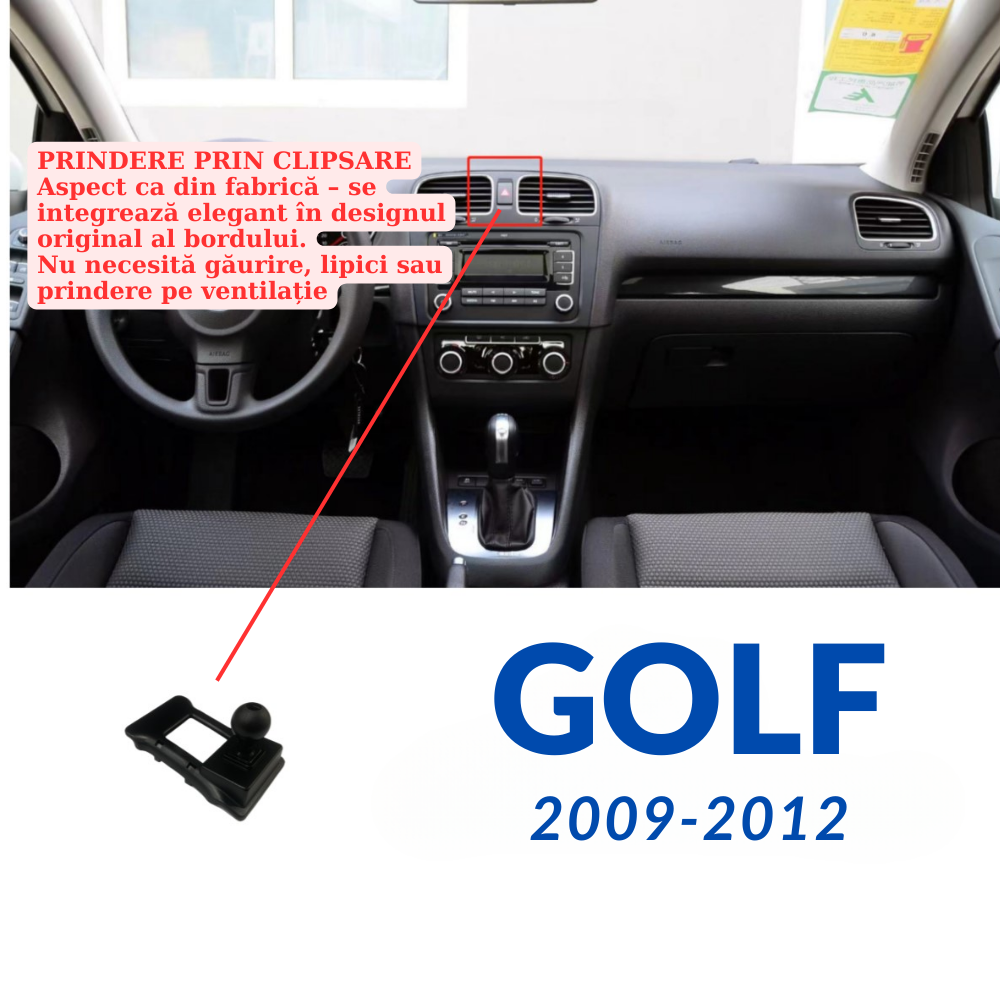 Smart phone holder with dedicated OEM grip for Volkswagen Golf 2009-2012