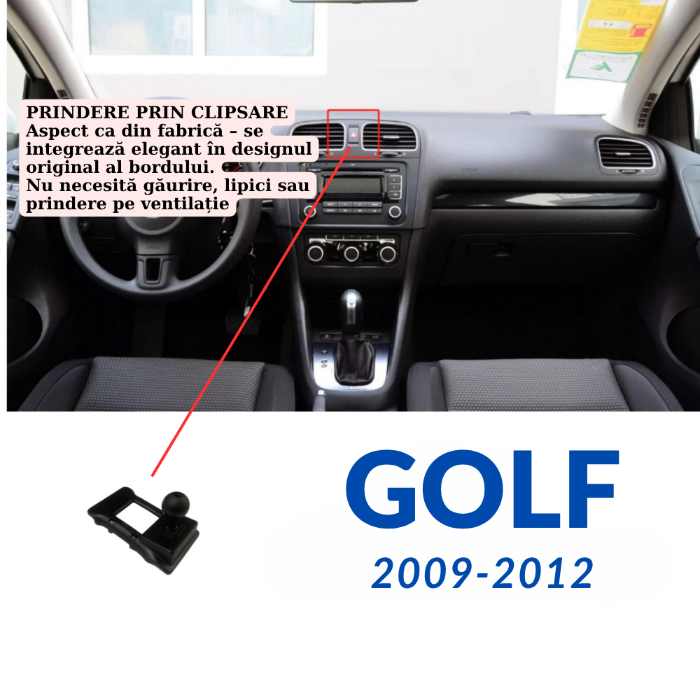 Smart phone holder with dedicated OEM grip for Volkswagen Golf 2009-2012