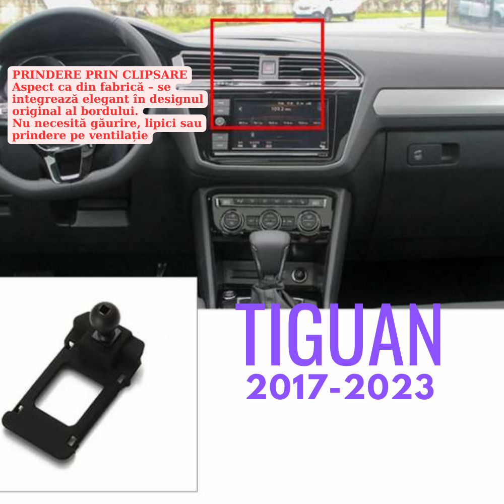 Suport telefon Smart cu prindere dedicata OEM pentru Volkswagen Tiguan 2017-2023