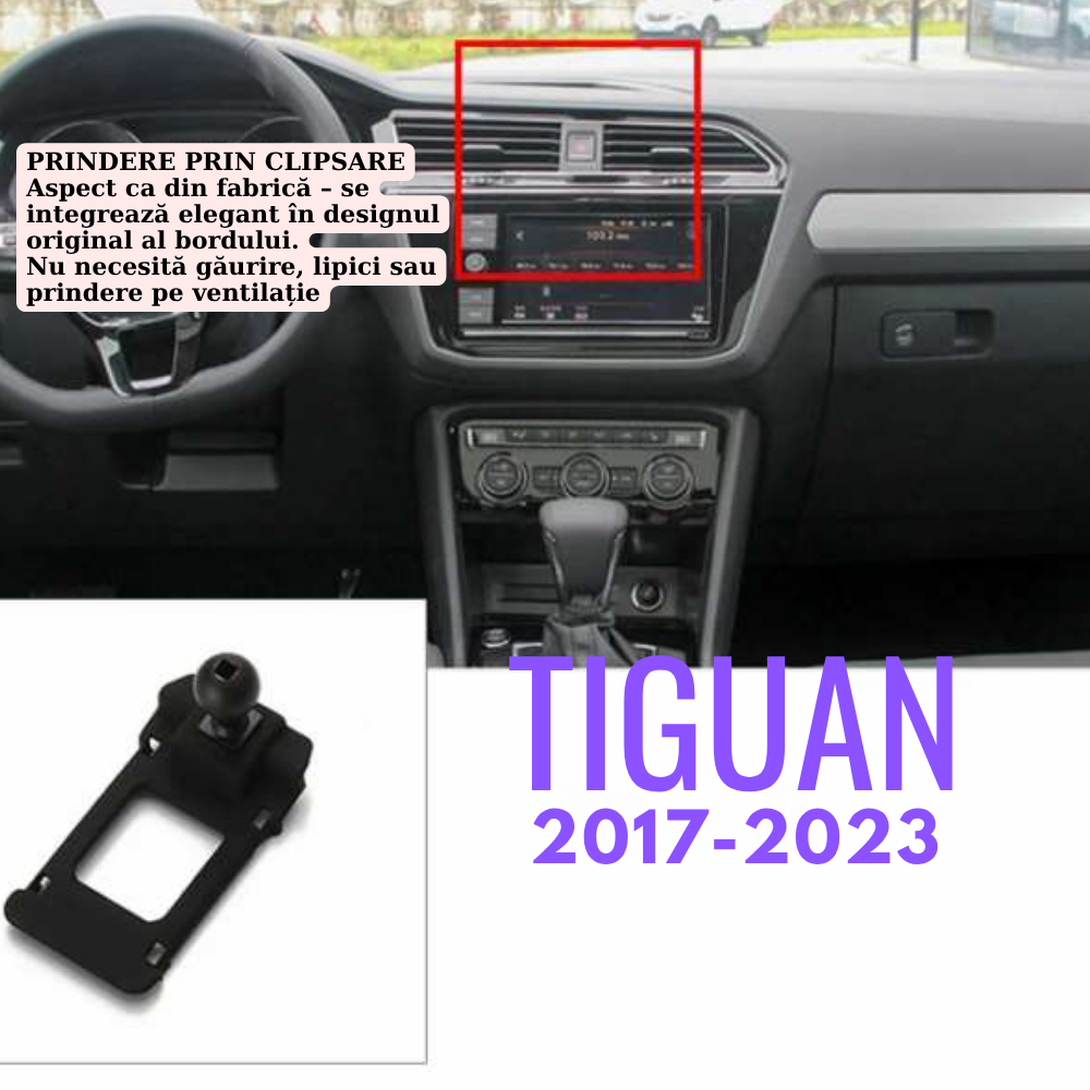 Suport telefon Smart cu prindere dedicata OEM pentru Volkswagen Tiguan 2017-2023