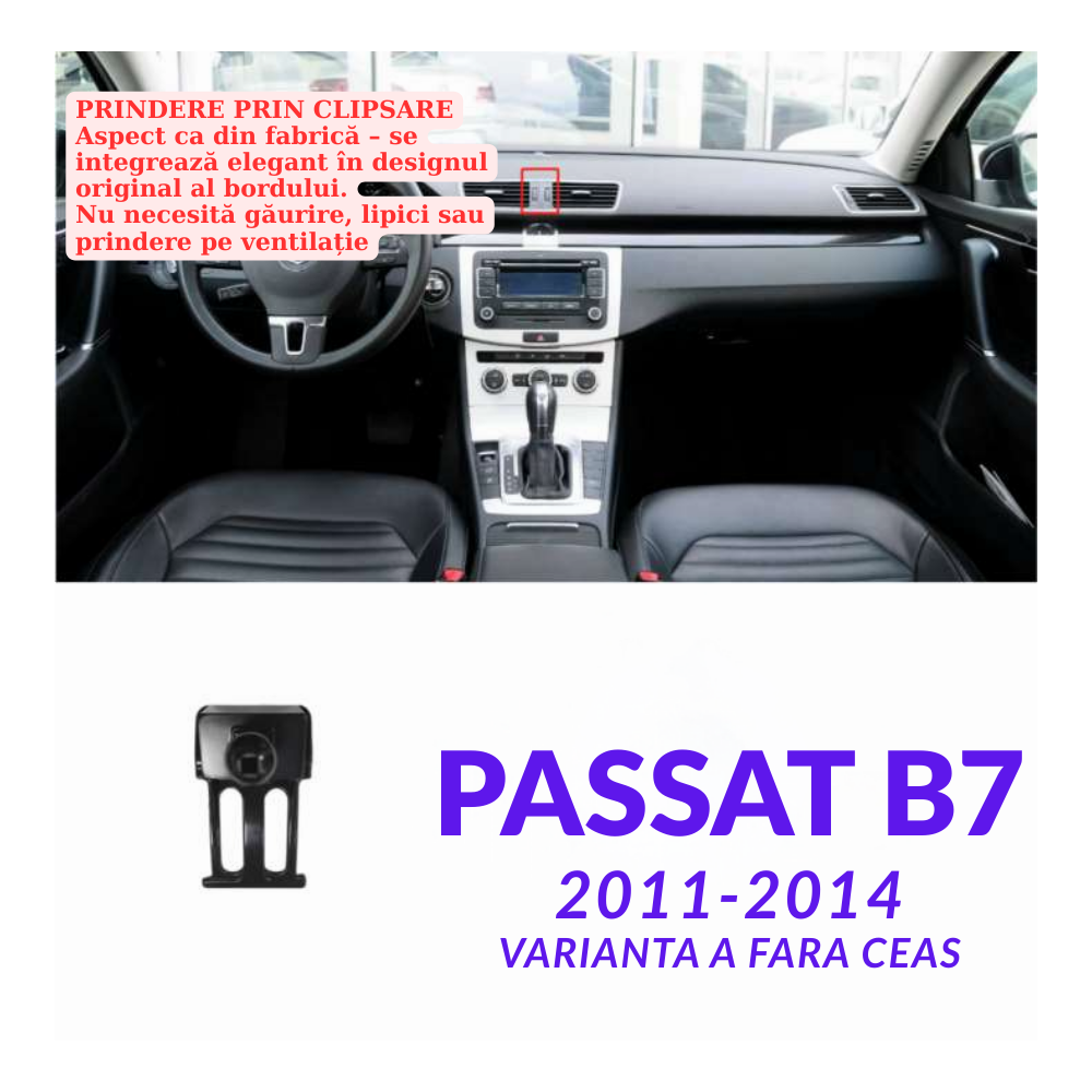 Smart phone holder with dedicated OEM grip for Volkswagen Passat B7/CC 2011-2015