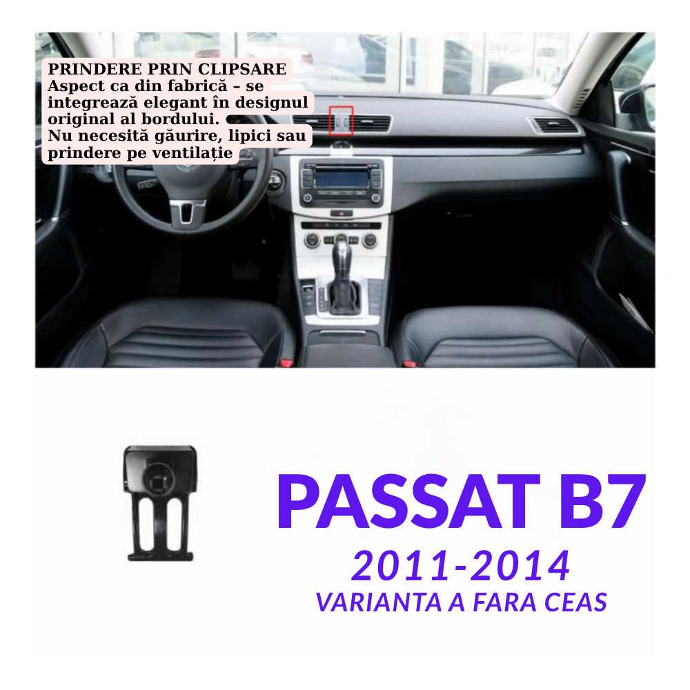 Smart phone holder with dedicated OEM grip for Volkswagen Passat B7/CC 2011-2015