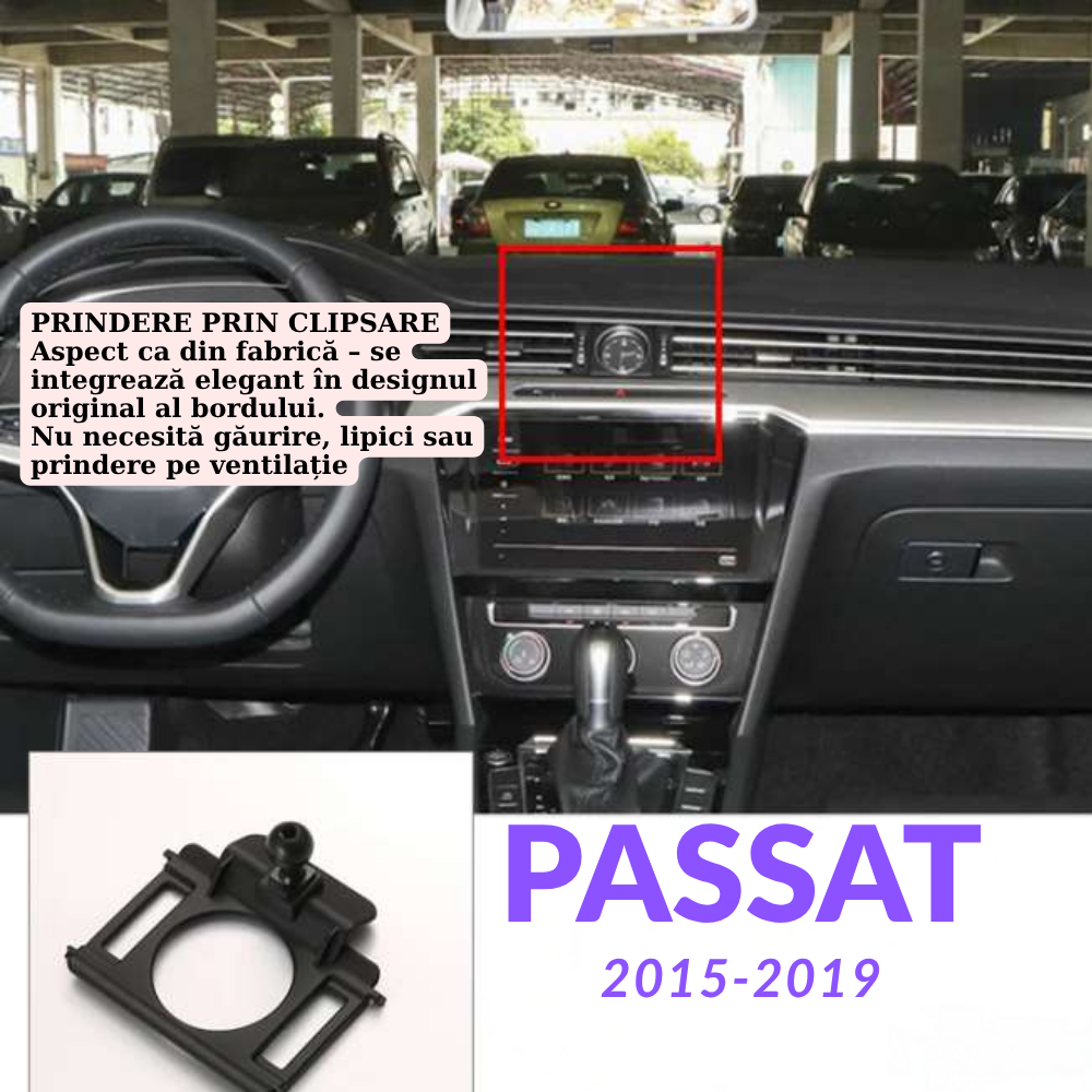 Smart phone holder with dedicated OEM mount for Volkswagen Passat B8 2015-2019