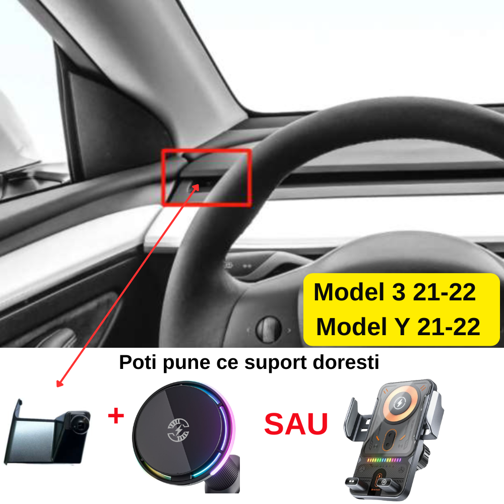 Suport telefon Smart cu prindere dedicata OEM pentru Tesla Model 3 2021-2022 / Model Y 2021-2022
